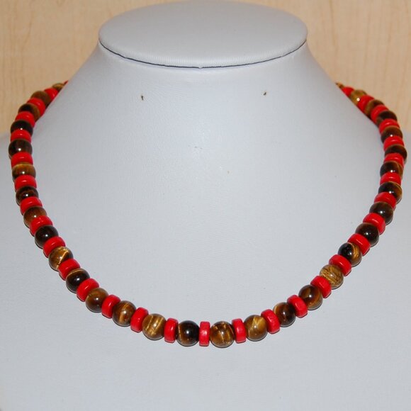 Tiger Eye Necklace,Tiger Eye Gemstone Necklace,8mm Gemstone Beads,Man,Woman - Picture 1 of 3